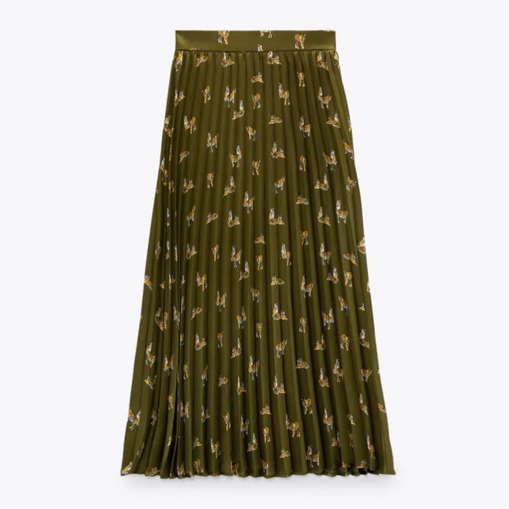 ZARA TIGER PRINTED PLEATED SKIRT - NEVER WORN